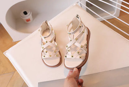Girls Gladiator Sandals 2026 New Summer Children Fashion Princess High-top Shoes Versatile Kids Causal Beach Holiday Sandals