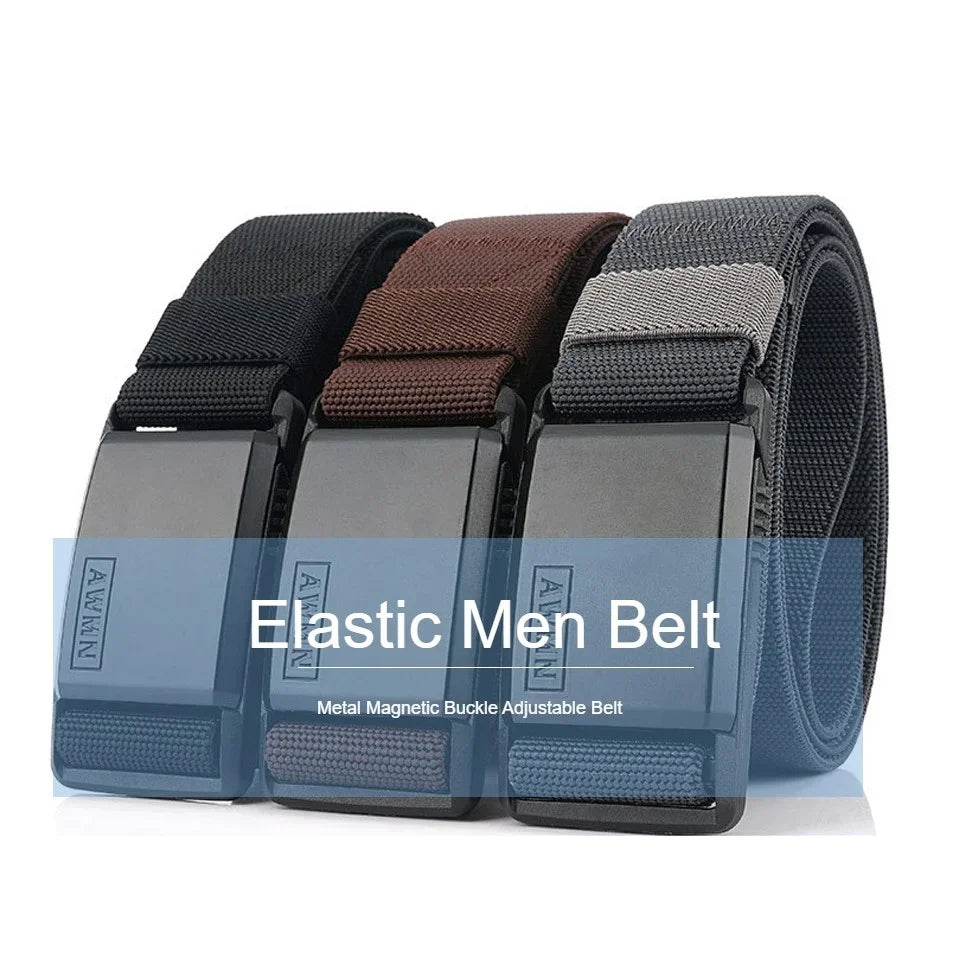 2026 New Fashion Nylon Belt  Magnetic Buckle Adjustable Belts For Men Elastic Belts High Quality Wear-resistant Training Belt