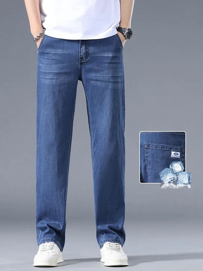 Business Jeans Men's Spring Thin Casual Straight Fashion Loose Brand Pants Comfortable Male Denim Trousers Versatile