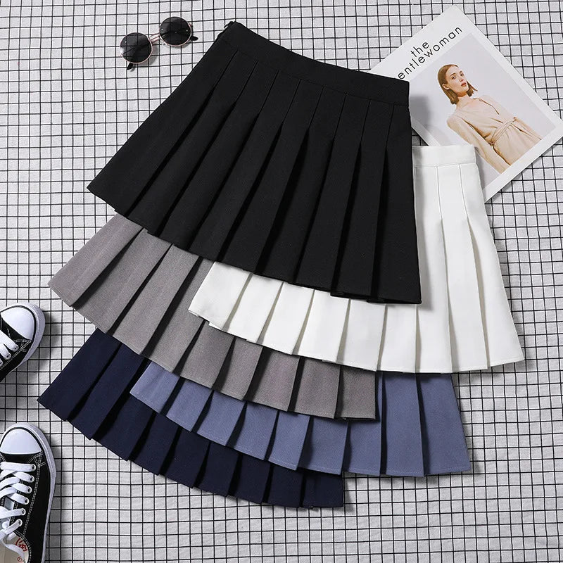 Women Preppy A-line Mini Wide Leg High Waist Harajuku Skirts Sexy Plaid Skirts Pleated Slim Mini Skirts Women Summer