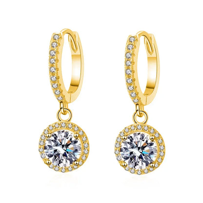 1ct D Color Moissanite Loop Earring 925 Sterling Silver Plated 18k White Gold Pendant Earring for Women Fine Jewelry