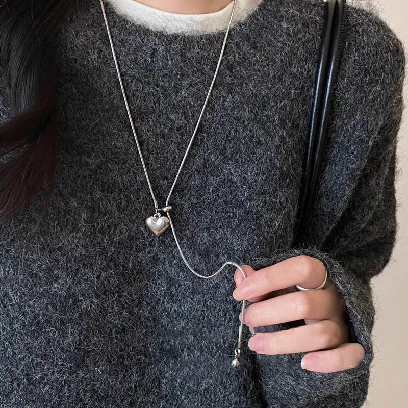 Fashion Metal Long Pull Necklaces for Women Luxury Elegant Silver Color Matte Snake Bone Chain Necklace Jewelry Accessories Gift