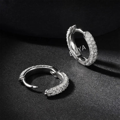 Luxury Designer 0.8cttw D Color Full 1mm Moissanite Hoop Earrings S925 Sterling Silver Earring For Women Party Fine Jewelry