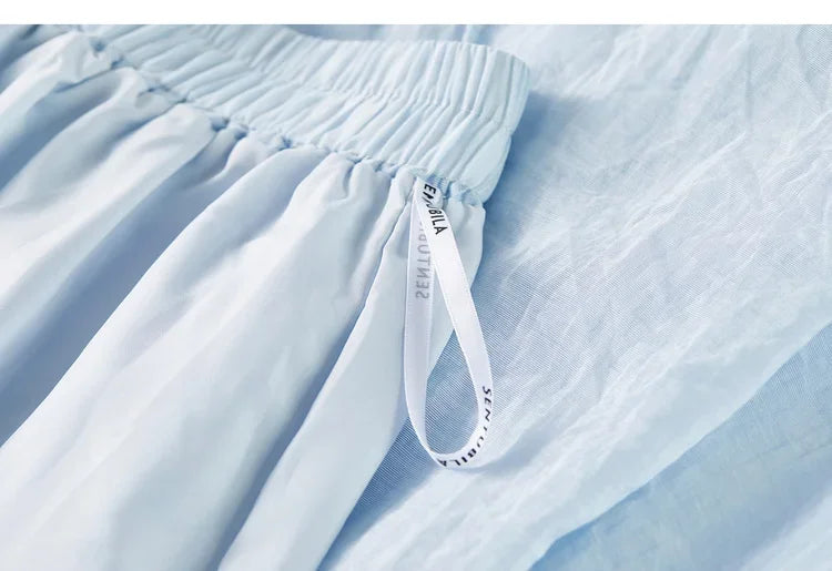 Women Summer Skirts 2026 High Waist Sweet Pleated A Line Ankle-Length Skirt Ladies Elegant Casual Clothes W52QA2169