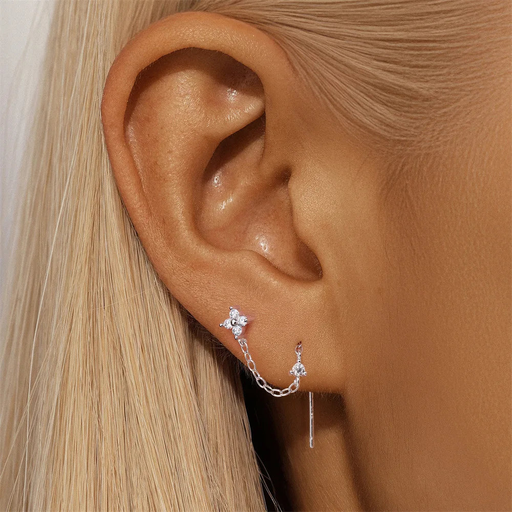 New D Vvs1 All Moissanite Tassel Drop Earrings for Women Lab Diamond Wedding Party Jewelry 100% S925 Sterling Silver