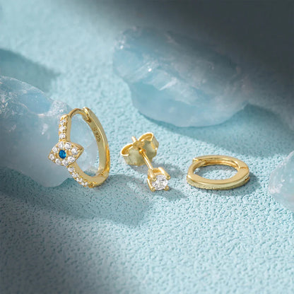 925 Sterling Silver 3PCS DIY Hoop Earring With Piercing Stud Earring Set Women Men Party Wedding Jewelry Set pendientes 925