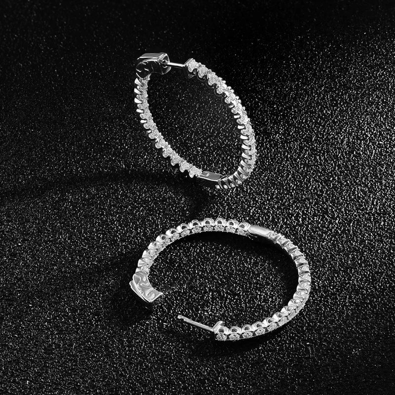 Luxury Designer D Color Full 2mm Moissanite Hoop Earrings For Women Party S925 Silver Plated 18K Gold Diamond Earring Gift