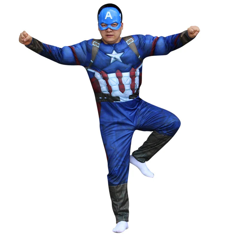 Avengers Superhero Cosplay Costume Captain America Adult Muscle Tank Top Set Carnival Party Outfit