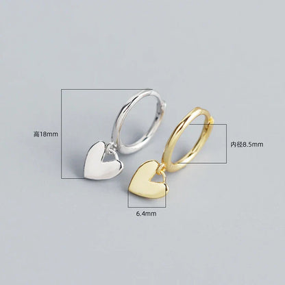 925 Sterling Silver INS Minimalism Sweet Love Heart CZ Zircon Hoop Earrings For Women Girl Small Ear Buckle Jewelry Gift