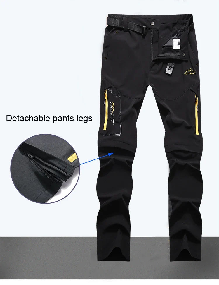 Men's Camping Hiking Pants Trekking High Stretch Summer Thin Waterproof Quick Dry UV-Proof Outdoor Travel Trousers
