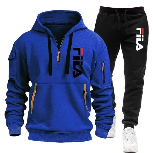 Two sets of 2025 new fashionable men's sportswear, a zippered hooded sweatshirt and sweatpants, for casual fitness and jogging