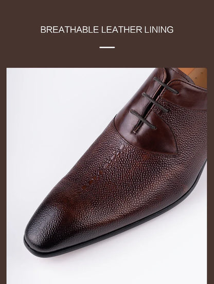 Luxury Men Oxford Shoes High Quality Classic Style Dress Leather Shoes Lace Up Pointed Toe Formal Business Wedding Shoes