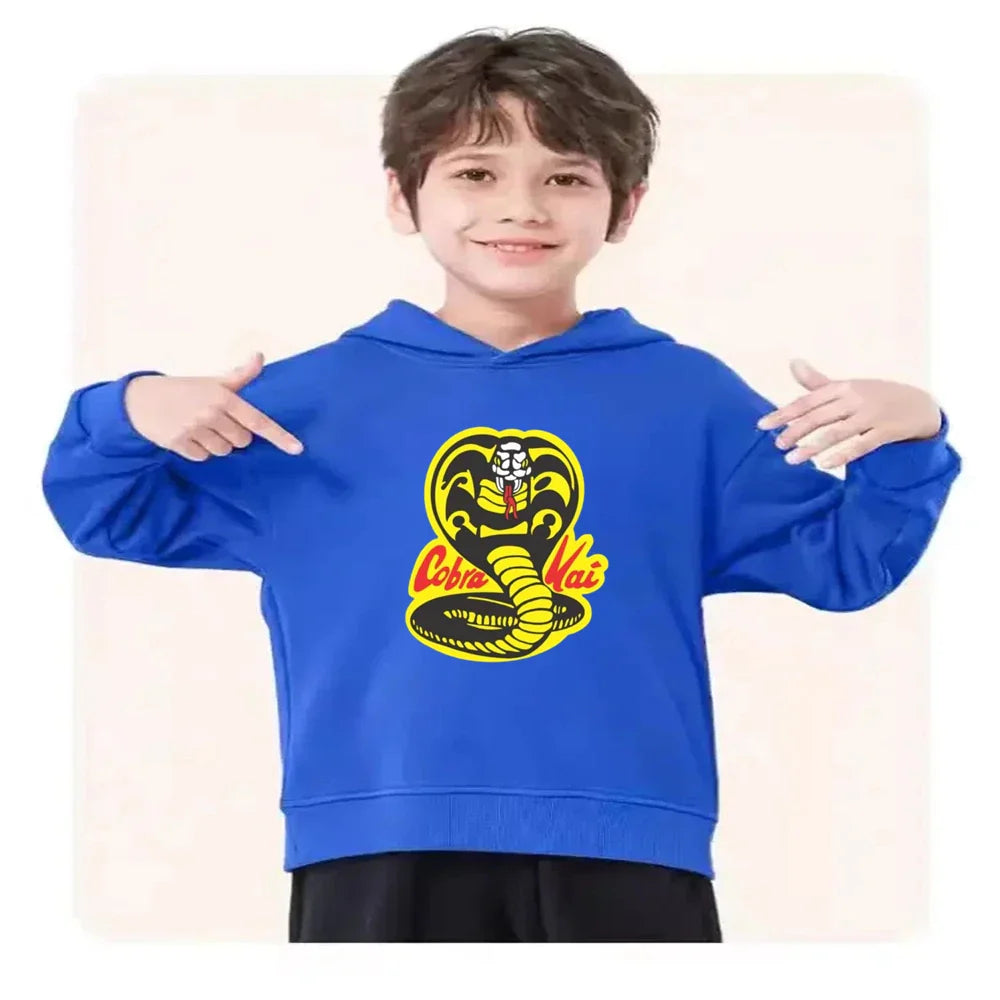 Children's Hoodie+Pants black Children cobra stamp Coat Boys Girls Hoodie Tops Leisure Sweatshirr Toddler 3-12 Year Clothing