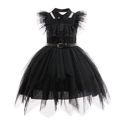 Weirdo Family Costume with Belt Halloween Role Play Gothic Cosplay Apparel The Day Begin with W Birthday Party Ball Gown Dresses