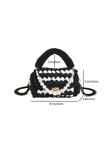 Women Handbag Woven Bag Knitted Shoulder Bag Chunky Knit Bag Crochet Top Handle Bag Lady Shopper Gifts