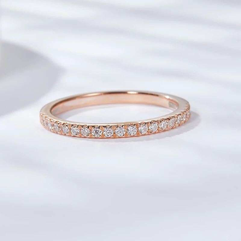 3pcs 0.2ct Moissanite Eternity Ring for Women Men 1.3mm 18k Gold Plated Sterling Silver Wedding Moissanite Band Jewelry