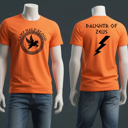 Camp Half Blood Men Women T-shirt 2 Sided TShirt Summer Greek Mythology Zeus Athena's Daughter Print Halloween Orange Tops