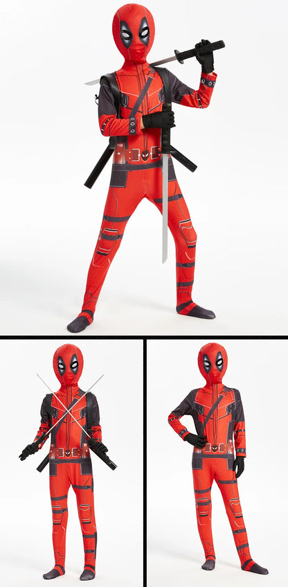 Adult Deadpool Costume Deadpool Kids Suit Cosplay Mask Suit Superhero Child Jumpsuit Halloween Costume Child Jumpsuit Kid Set