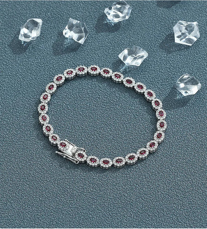 Real 18k White Gold Red Blue Green Moissanite Bracelet for Women Platinum Pt950 Single Row Diamond Simple and Versatile Gift