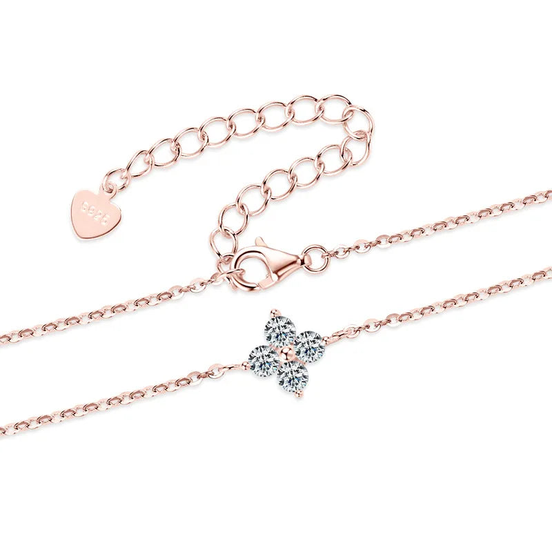 4-Leaf Clover GRA Certified 0.9cttw D Color Moissanite Diamond Bracelet for Woman 925 Silver Link Bracelets Fine Jewelry