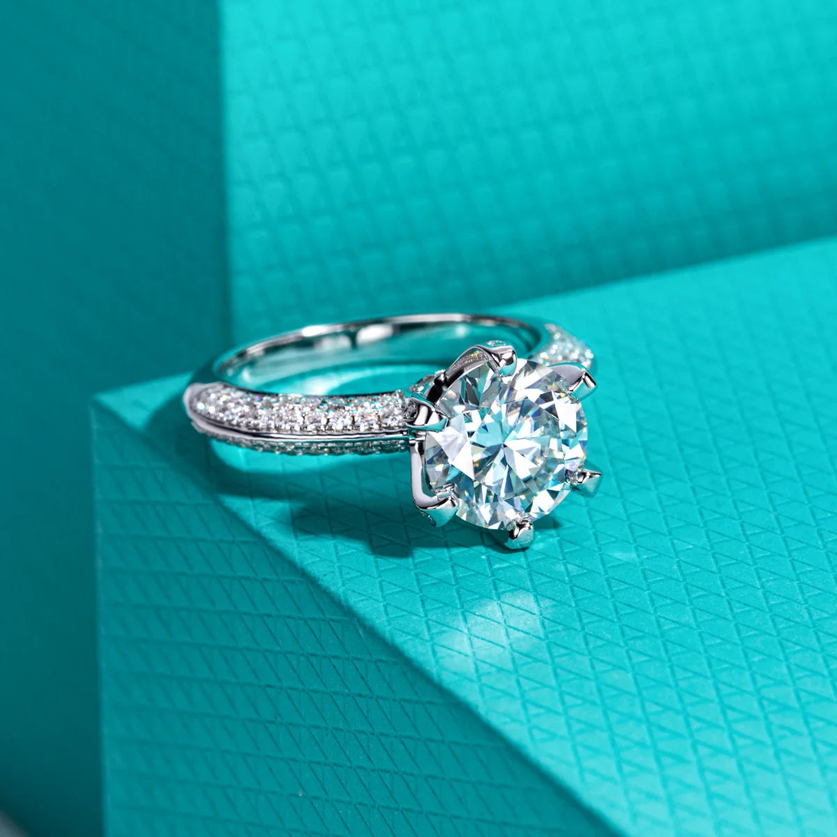 3ct D Color Moissanite Engagement Ring 18K Gold Plated 925 Sterling Silver Wedding Band for Women Jewelry Wholesale