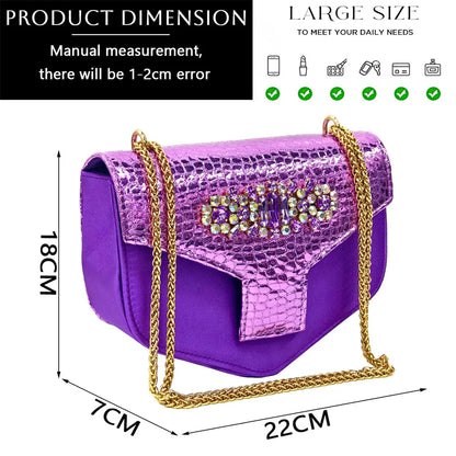 Gold Color Nigeria Fashion Rhinestone-encrusted Ladies Party Shoes And Special Bag High Heels Wedding Handbag