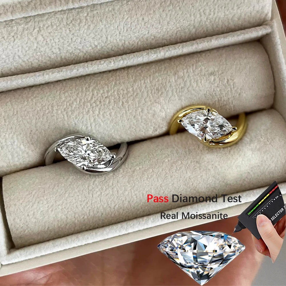 1/2CT Marquise Moissanite Ring S925 Silver 18K Gold Plated for Women Men Solitaire Wedding Band Gift Fine Jewelry with GRA