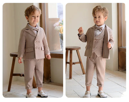 Flower Boys Summer Luxurious Birthday Dress Baby Kids Beaufitul Photograph Suit Children Formal Wedding Performance Tuxedo Wear
