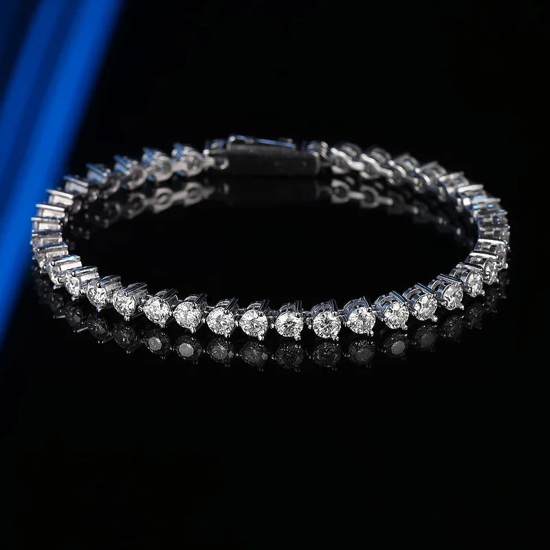 3 Claw 2.5/3mm Full D Color Moissanite Diamond Tennis Bracelet Hidden Buckle for Women Man 925 Silver Link Chain Bracelets