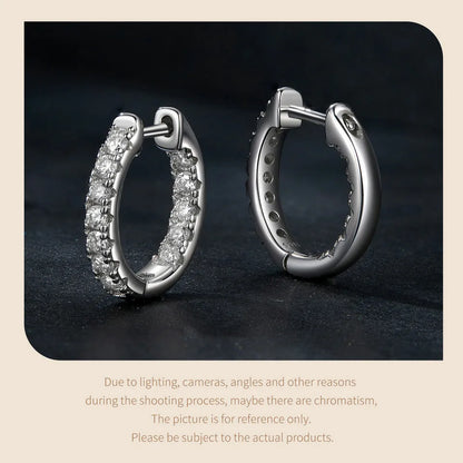 Gold Moissanite Hoop Earrings for Women, 925 Sterling Silver D Color Round Cut Lab Diamond Hypoallergenic Earrings
