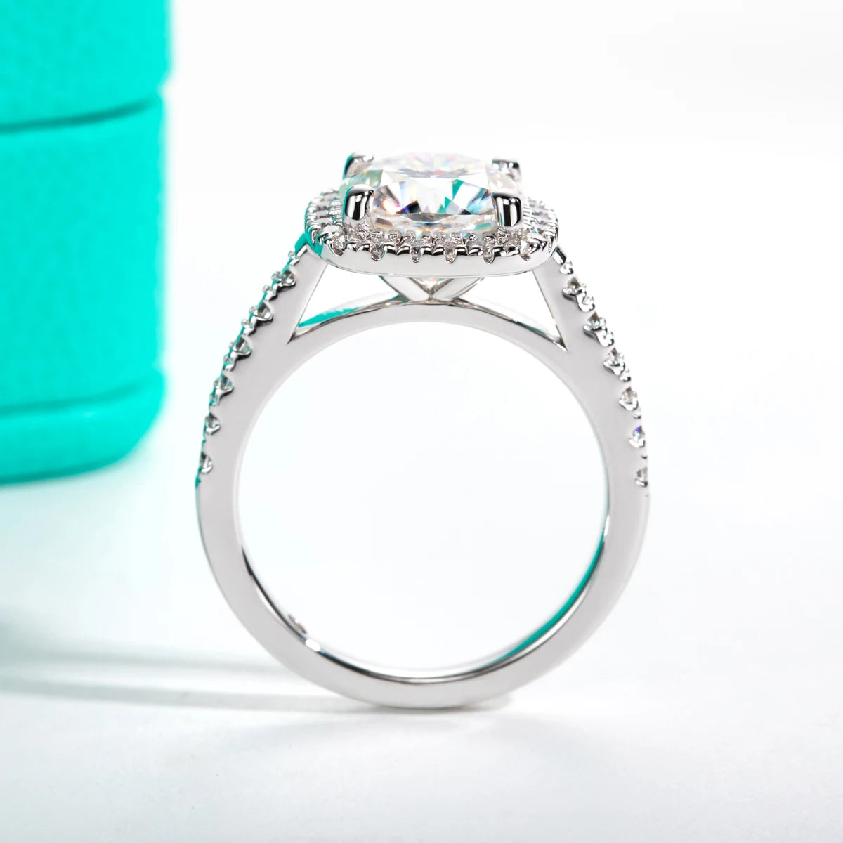 3ct Cushion Cut D Color Moissanite Halo Engagement Rings 18K Gold Plated Luxury Wedding Band Rings Jewelry Wholesale