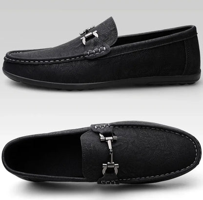 Men's shoes large size simple men's lazy casual shoes for men's black light driving loafers men's shoes leather shoes