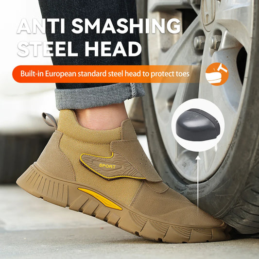 Fashion best quality Protective Work Safety Shoes For Men Breathable Shoes Anti-Puncture Steel Toe Cap Anti Puncture Work Boots