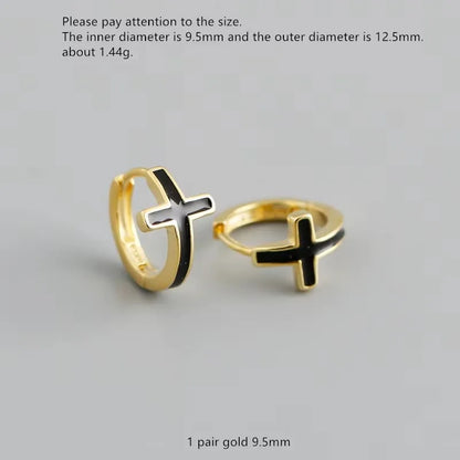 925 Sterling Silver Earring Colorful Dripping Oil Material Ear Ring Ear Buckle Rhombus Shape Trend Wild Girl Women Boy Ear Jewel