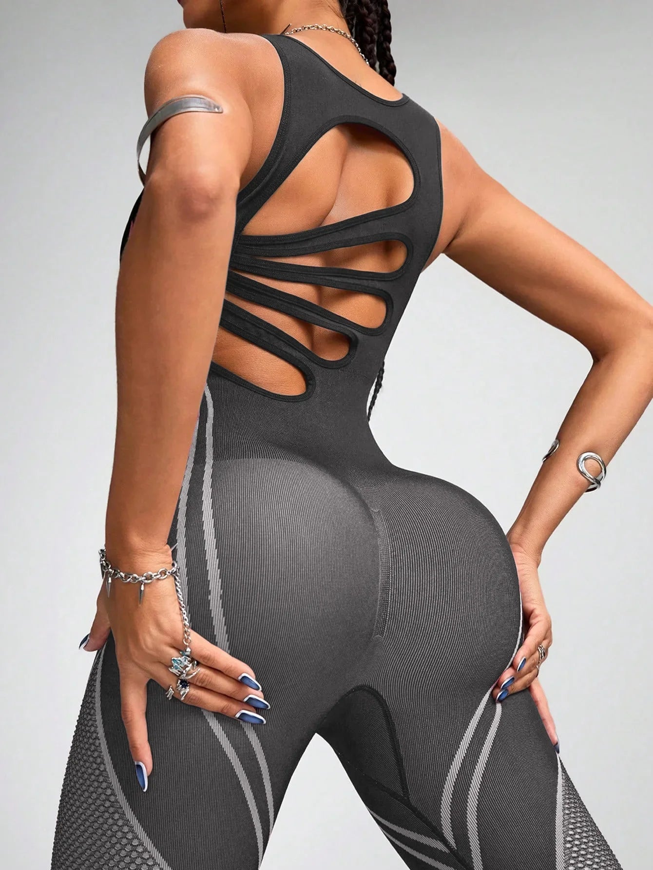 Women's Sports Yoga Jumpsuit Leisure Fitness Yoga Jumpsuit Yoga Training Suit Fitness Jumpsuit Splicing Color  Fashionable