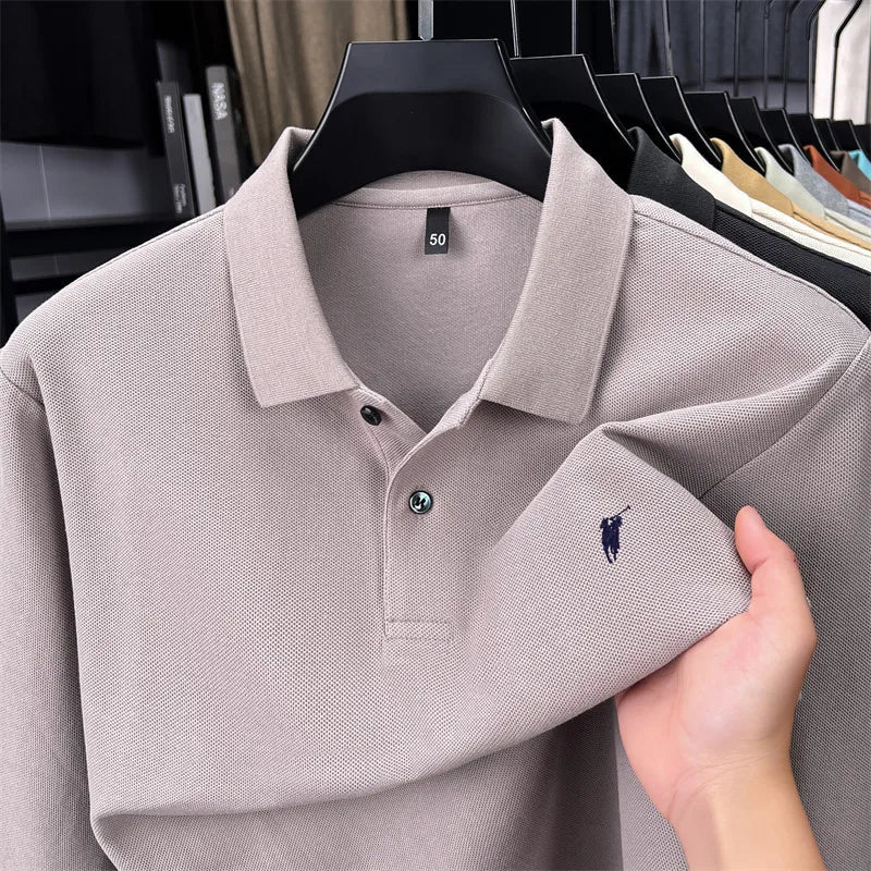 100% Pure Cotton Long Sleeved Men's Polo Shirt Hot Selling Brand Autumn Season Exquisite Pony Embroidery Breathable Top T-shirt