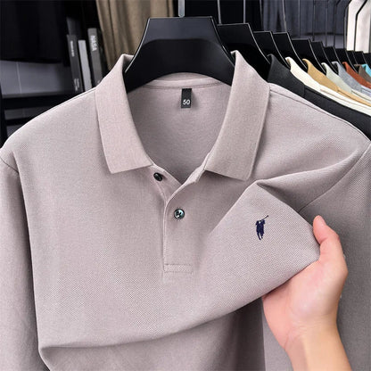 100% Pure Cotton Long Sleeved Men's Polo Shirt Hot Selling Brand Autumn Season Exquisite Pony Embroidery Breathable Top T-shirt