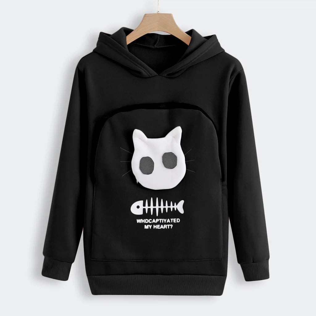 S-3XL Gatos Amantes de Moletom Canguru Cães Pet Pata Dropshipping Pulôveres Bolsa Carinho Peixe Bolso Canguru