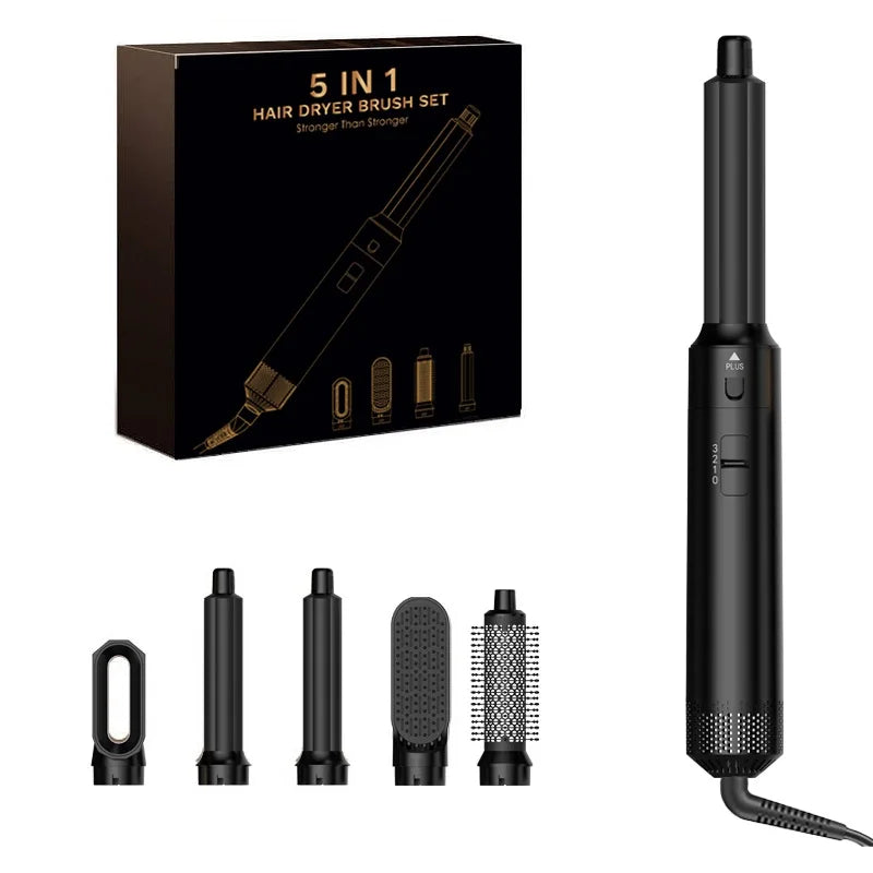 5 In 1 Professional Hair Dryer Hot Air Comb Brush With Curling Iron And Hair Straightener For Salon Quality Hair Styling