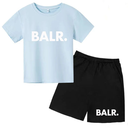 Kids T-shirt Summer Sunshine Brand Monogram Print Short Sleeve+Shorts 2P Boys Girls Toddler 3-12years Leisure Sports Jogging Set