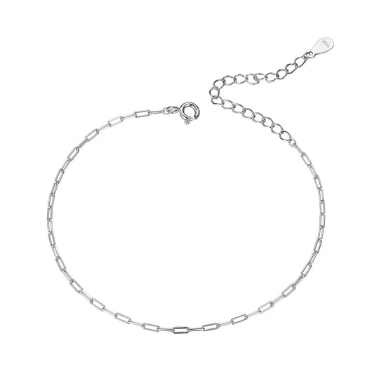 Real 925 Sterling Silver Simple Bracelet Gold Basic Cable Chain Hollow Link for Women Fashion Jewelry Two Colors SCB221