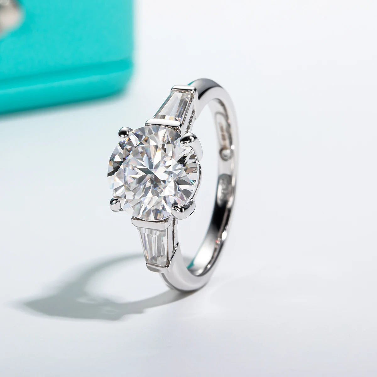 3ct Moissanite Engagement  Ring  D Color 925 Sterling Silver With Certificate 3-Stone Wedding Rings For Women