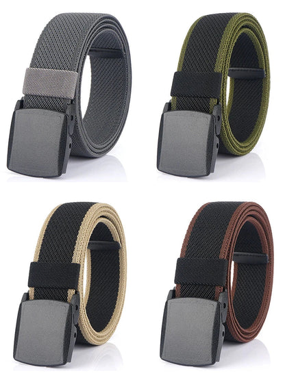 Metal Free Men's Elastic Belt Strong Engineering Plastic Quick Release Nylon Buckle Unisex Stretch Belt Outdoor Girdles