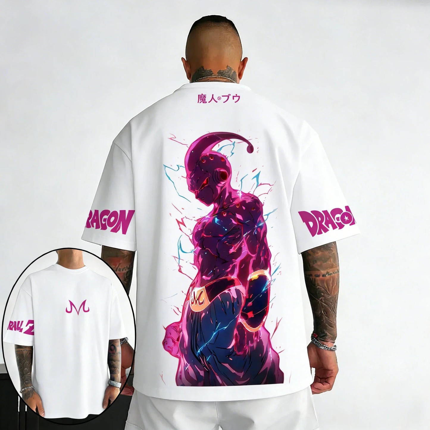 T-shirt Summer New Majin Buu Creative Printed Men's Harajuku Large Loose Casual Parent Child Top