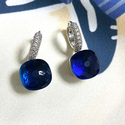 Classic Candy Color Earrings Inlay Transparent Zircon 27Colors Crystal Earrings Platinum Plated Fashion Jewelry For Women