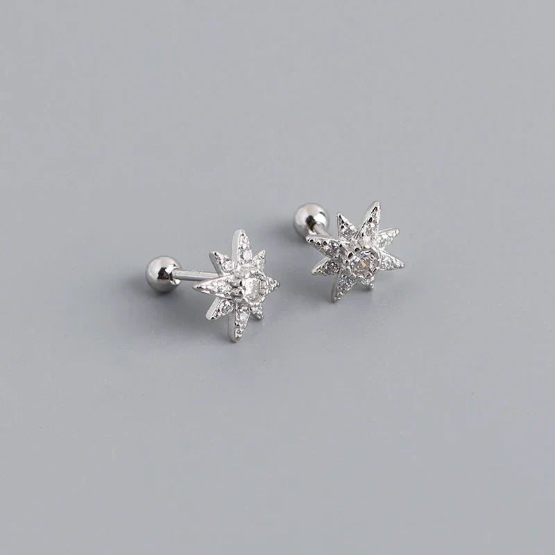 925 Sterling Silver Fashion Korean Petal Screw Bead Stud Earrings for Women Charm Ear Bone Piercing Jewelry Accessories