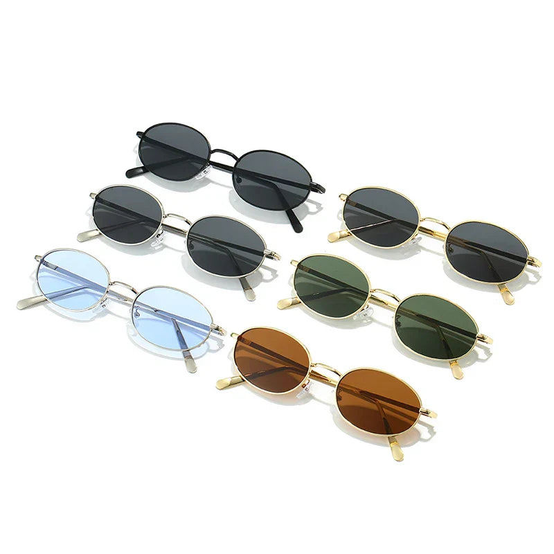 Retro Small Oval Metal Frame Women Sunglasses UV400 Men Punk Sun Glasses