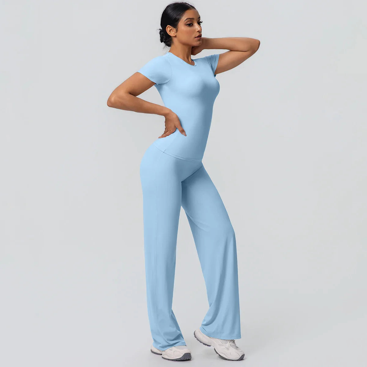 Fitness Sports Workout Yoga Set for Women Naked Feel Slim Casual Workout Top T-Shirt Quick Drying Push Up Running Pants Yoga Set