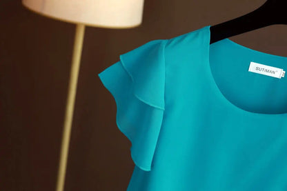 Fashion Brand Summer Oversized Loose and Thin Casual Blouse Top Short Sleeve Chiffon Top White Blouse Green Women’s Tops M-6XL