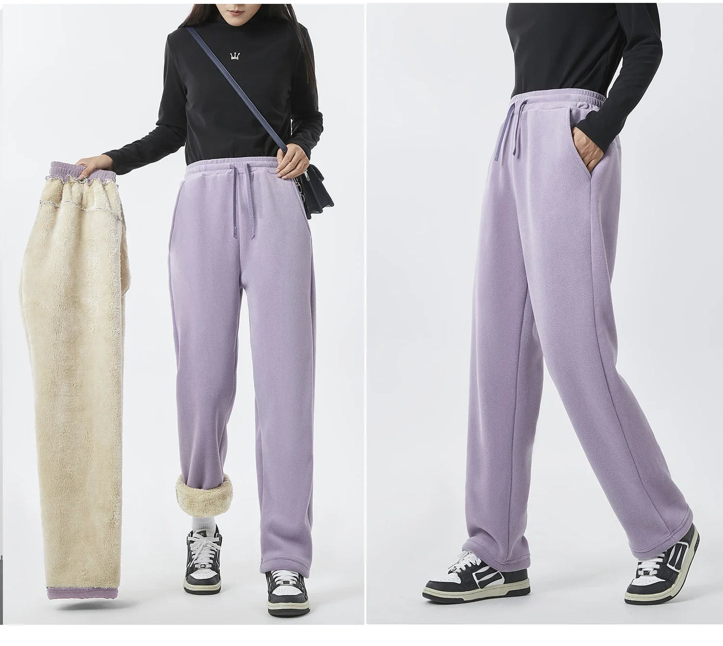 Unisex 2026 Winter New Oversize Pants Men Women Warm Fleece Liner Drawstring Trousers Casual Comfortable Gym Sweatpants